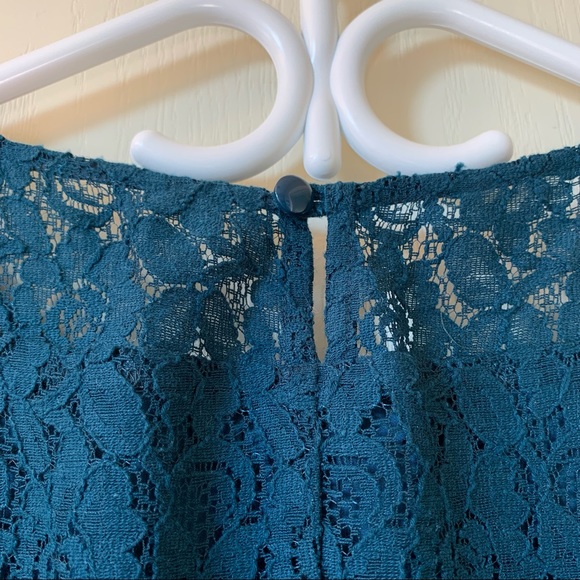Teal, A-line, Lace Dress - Picture 4 of 7